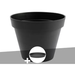 EDA - Pot de fleur rond Toscane ø 80 x H.66 cm Anthracite + Soucoupe