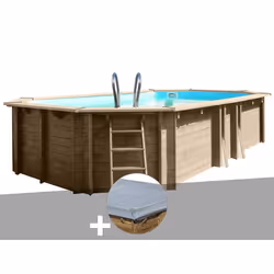 Kit piscine bois Gré Safran 2 6,20 x 3,95 x 1,36 m + Bâche hiver