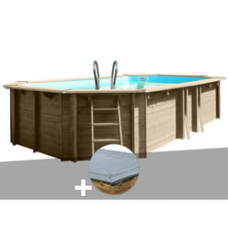 Kit piscine bois Gré Safran 2 6,20 x 3,95 x 1,36 m + Bâche hiver