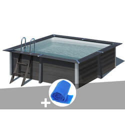 Kit piscine composite Gré Avant-Garde carrée 3,26 x 3,26 x 0,96 m + Bâche à bulles