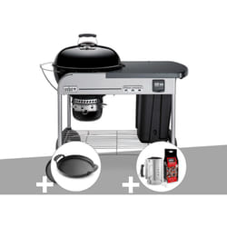 Weber - Barbecue à charbon Performer Premium gbs 57 cm Noir + Kit Cheminée + Plancha