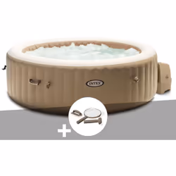 Spa gonflable de la marque Intex, modèle rond 6 places à bulles, coloris beige Ce spa Intex dispose de 140 diffuseurs à bulle ...
