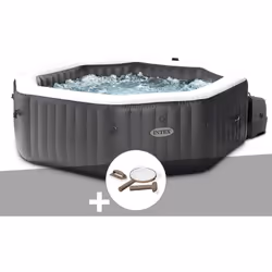 Spa gonflable octogonal 4 places noir de la marque Intex. Ce spa est le modèle haut de gamme de la gamme de jacuzzis gonflabl ...