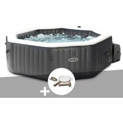 Kit spa gonflable Intex PureSpa Carbone octogonal Bulles et Jets 4 places + Kit d'entretien