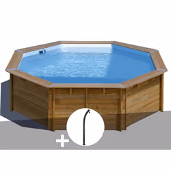 Kit piscine bois Gré Violette 2 Ø 5,00 x 1,27 m + Douche