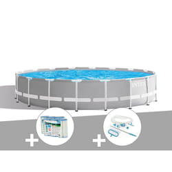 Kit piscine tubulaire Intex Prism Frame ronde 6,10 x 1,32 m + 6 cartouches de filtration + Kit d'entretien