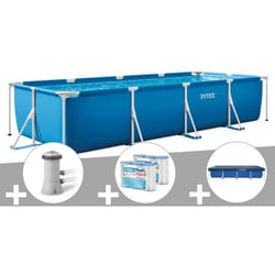 Kit piscine tubulaire rectangulaire Intex 4,50 x 2,20 x 0,84 m + Filtration à cartouche + 6 cartouches de filtration + Bâche de protection