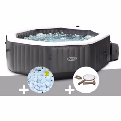 Spa gonflable octogonal 4 places noir de la marque Intex. Ce spa est le modèle haut de gamme de la gamme de jacuzzis gonflabl ...