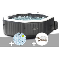 Kit spa gonflable Intex PureSpa Carbone octogonal Bulles et Jets 4 places + 5 kg de sel + Kit d'entretien
