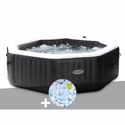Kit spa gonflable Intex PureSpa Carbone octogonal Bulles et Jets 6 places + 5 kg de sel