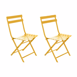 Lot de 2 Chaises de jardin métal pliante Greensboro Moutarde - Hesperide