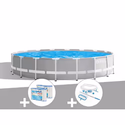 Kit piscine tubulaire Intex Prism Frame ronde 5,49 x 1,22 m + 6 cartouches de filtration + Kit d'entretien