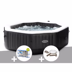 Kit spa gonflable Intex PureSpa Carbone octogonal Bulles et Jets 6 places + 12 filtres + Kit d'entretien