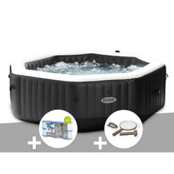 Kit spa gonflable Intex PureSpa Carbone octogonal Bulles et Jets 6 places + 12 filtres + Kit d'entretien