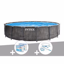 Kit piscine tubulaire Intex Baltik ronde 5,49 x 1,22 m + 6 cartouches de filtration + Kit d'entretien