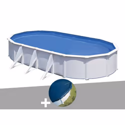 Kit piscine acier blanc Gré Fidji ovale 5,27 x 3,27 x 1,22 m + Bâche hiver