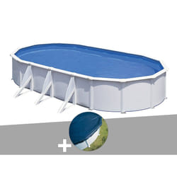 Kit piscine acier blanc Gré Fidji ovale 5,27 x 3,27 x 1,22 m + Bâche hiver