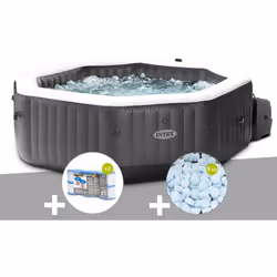 Description générale Le spa gonflable octogonal 4 places noir de la marque Intex est un modèle haut de gamme qui allie confor ...