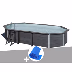 Kit piscine composite Gré Avant-Garde ovale 6,64 x 3,86 x 1,24 m + Bâche à bulles
