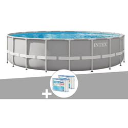Intex - Kit piscine tubulaire Prism Frame ronde 6,10 x 1,32 m + 6 cartouches de filtration