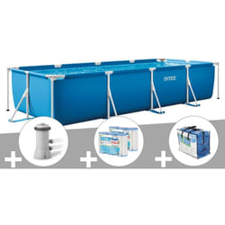 Kit piscine tubulaire rectangulaire Intex 4,50 x 2,20 x 0,84 m + Filtration à cartouche + 6 cartouches de filtration + Bâche à bulles