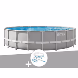 Kit piscine tubulaire Intex Prism Frame ronde 6,10 x 1,32 m + Kit d'entretien