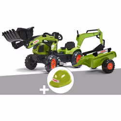 Tractopelle enfant Claas Arion 410 + remorque + excavatrice de la marque Falk. Lancez-vous dans les grands travaux avec ce tr ...