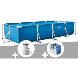 Kit piscine tubulaire rectangulaire Intex 4,50 x 2,20 x 0,84 m + Filtration à cartouche + Bâche à bulles