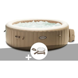 Kit spa gonflable Intex PureSpa Sahara rond Bulles 4 places + Kit d'entretien