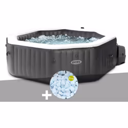 Spa gonflable octogonal 4 places noir de la marque Intex. Ce spa est le modèle haut de gamme de la gamme de jacuzzis gonflabl ...