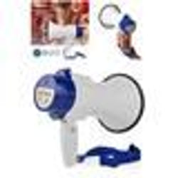 Mégaphone 10W NEDIS - Microphone détachable - Sirène intégrée - Bandoulière - Blanc