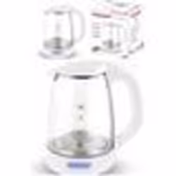 Bouilloire électrique - Théière électrique Blanche en VERRE 2200W 17L ELEMENT INOX Fontaine à Eau chaude.