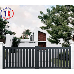 Portail aluminium battant ajouré en kit dimension L.3000 (entre piliers) x H.1200 mm Gris (ral 7016)