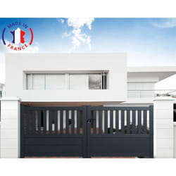 Portail aluminium battant semi-ajouré en kit dimension L.3000 (entre piliers) x H.1300 mm Gris (ral 7016)