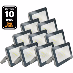 Lot de 10 Projecteurs LED 20W Classic 4000K Avec ce Projecteur LED 20W Blanc Neutre , équipé d’une CHIP (puce) LED SMD5730, q ...