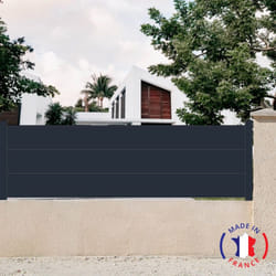 Clôture aluminium 3 lames modèle plein en kit Dimensions L.2107 mm (poteaux compris) x H.660 mm couleurs Gris ral 7016