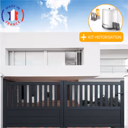 Caractéristiques du portail aluminium coulissant semi-ajouré en kit + motorisation Le portail aluminium coulissant semi-ajour ...