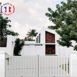 Portail aluminium coulissant ajouré en kit dimension L.4000 (entre piliers) x H.1200 mm Blanc (ral 9010)