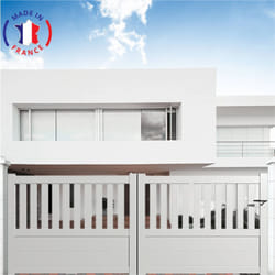 Portail aluminium coulissant semi-ajouré en kit dimension L.4000 (entre piliers) x H.1300 mm Blanc (ral 9010)