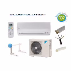 PRET A POSER CLIMATISATION DAIKIN 6000W R32 BLUEVOLUTION REVERSIBLE FTXF60A + KIT DE POSE 12 METRES + SUPPORT MURAL économie  ...