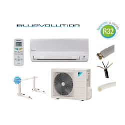 Pret a poser climatisation Daikin 6000W R32 bluevolution reversible FTXF60A + kit de pose 12 metres + support mural
