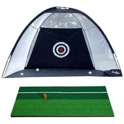 Filet dentraînement de golf Putting cage portable avec cible pour le bureau et extérieur dimensions 100x150cm + Mini Tapis de Golf