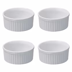Lot de 4 ramequins en céramique 6,6 x 3,3 cm Blanc Hobby Cook