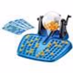 Jeu de societe Bingo loto Bleu avec distributeur de boules 90 Boules numérotées 48 cartes et des jetons HobbyTech
