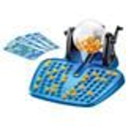 Jeu de societe Bingo loto Bleu avec distributeur de boules 90 Boules numérotées 48 cartes et des jetons HobbyTech