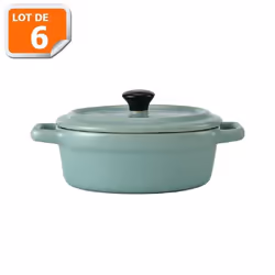 Lot de 6 mini cocottes ovales bleues/vertes avec couvercle et poignées HobbyCook