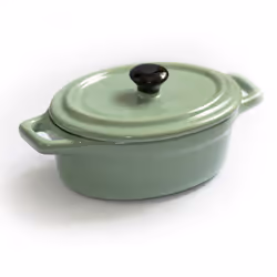 Lot de 3 mini cocottes ovales bleues/vertes avec couvercle et poignées HobbyCook