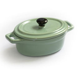 Lot de 3 mini cocottes ovales bleues/vertes avec couvercle et poignées HobbyCook