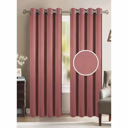 Rideaux - ROSE POUDRE - 140 x 260 cm - Effet Lin - Polyester - Lavable