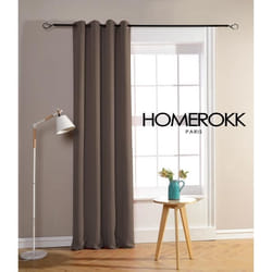 Rideau Occultant - HOMEROKK - 140 x 240 cm - Taupe Foncé - 100% Polyester - 8 Œillets